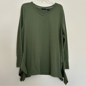 H by Halston Women’s Olive Green V-Neck Blouse